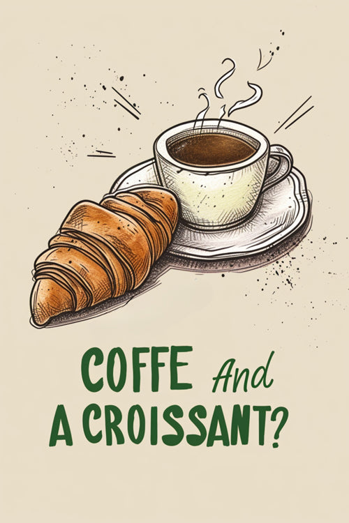 Coffe And A Croissant - Kitchen Art Print