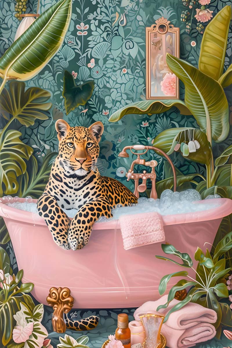 A Leopard in a Pink Bathtub