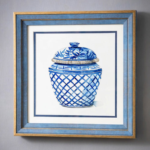 Blue & White Framed Wall art