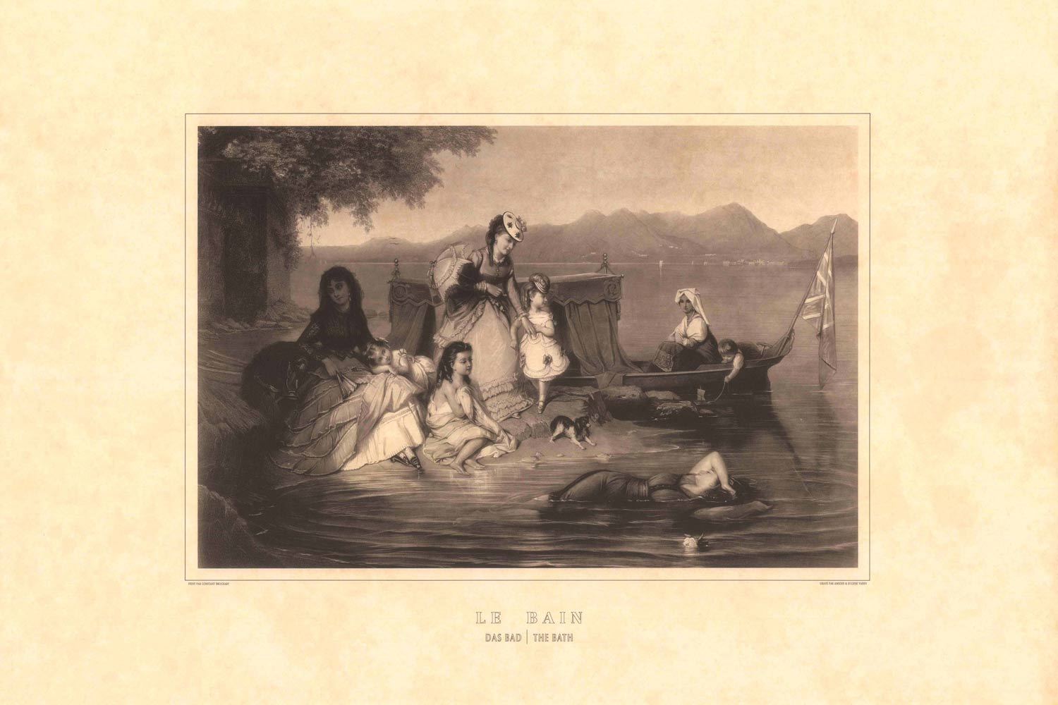 Engraving On The Theme Of Bath In The Sea