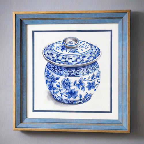 Blue & White Framed Wall art