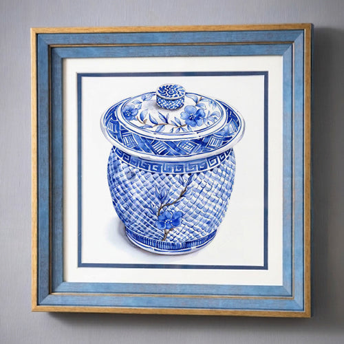 Blue & White Framed Wall art