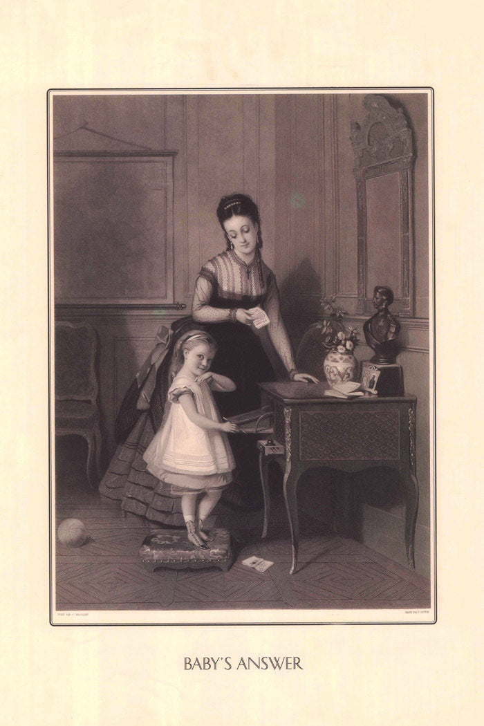 Mother With Child Etching After Brochart 19th Century