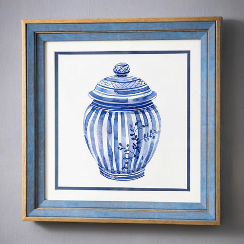 Blue & White Framed Wall art