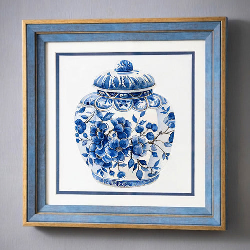 Blue & White Framed Wall art