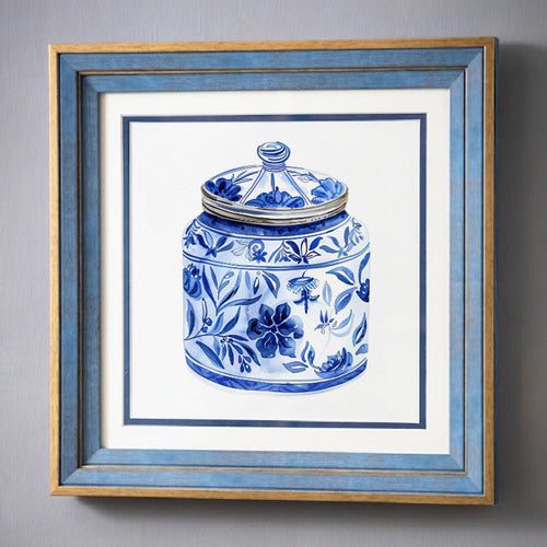 Blue & White Framed Wall art