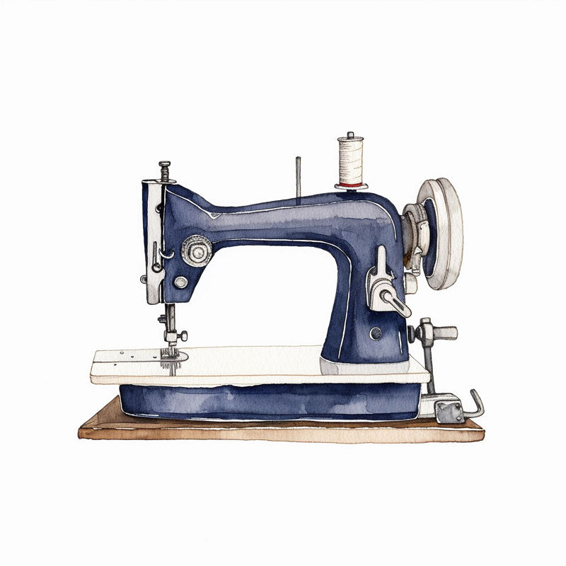 Stitched in Hues: Watercolor Reverie of a Sewing Machine