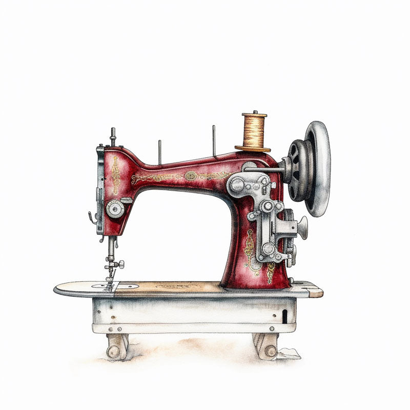 Stitched in Hues: Watercolor Reverie of a Sewing Machine