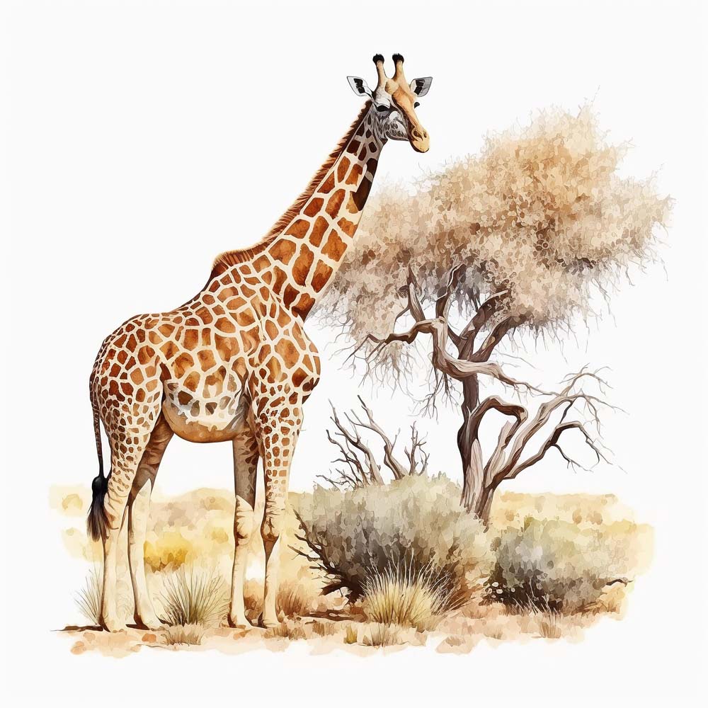 Giraffe in the Savannah Print