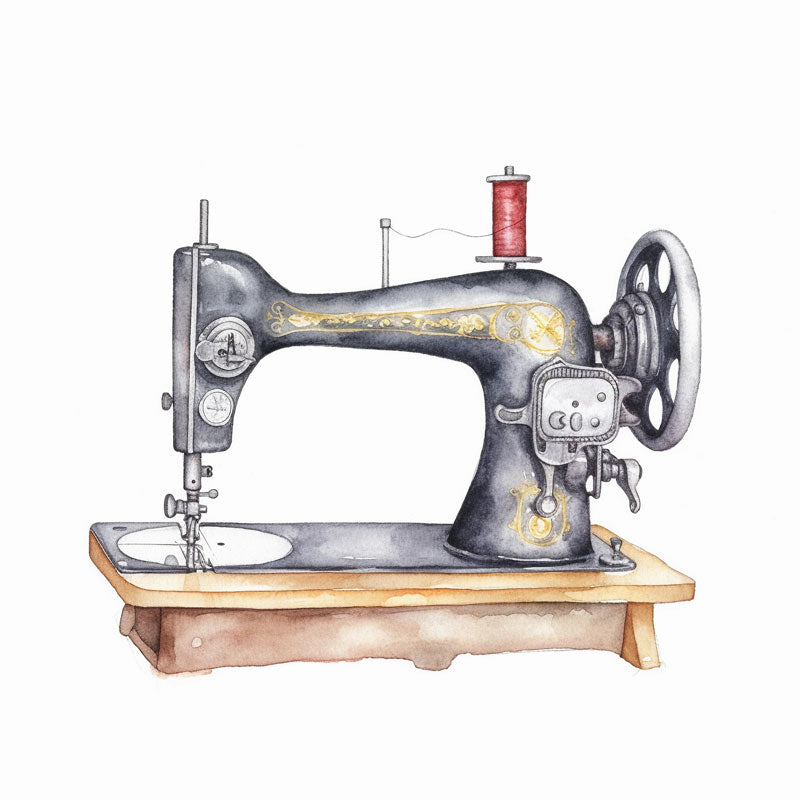 Stitched in Hues: Watercolor Reverie of a Sewing Machine