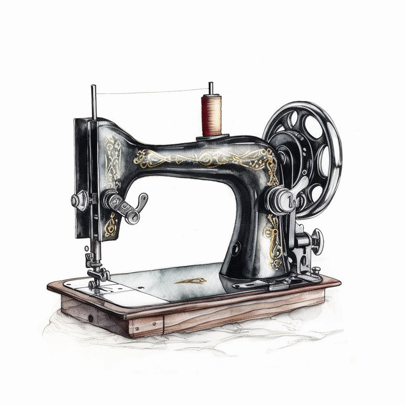 Stitched in Hues: Watercolor Reverie of a Sewing Machine
