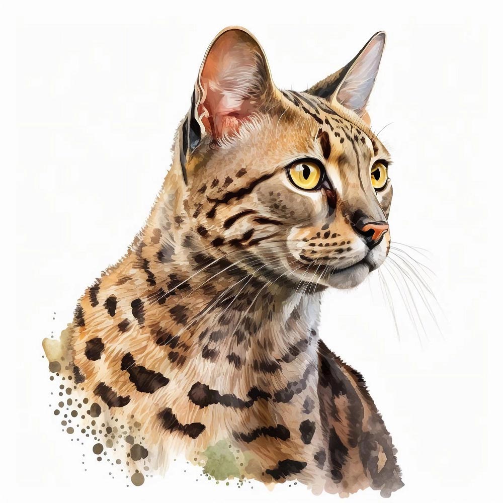 Watercolor Whiskers: A Delicate Portrait of a Cat