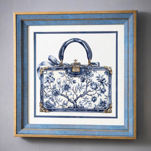 Blue & White Framed Wall art