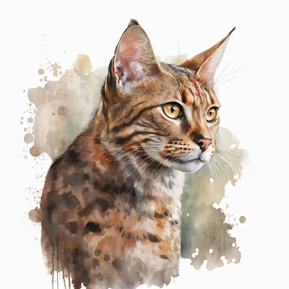 Watercolor Whiskers: A Delicate Portrait of a Cat
