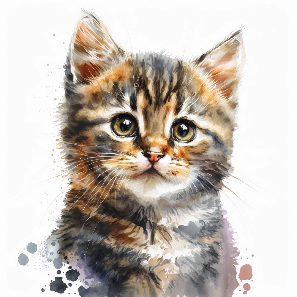 Watercolor Whiskers: A Delicate Portrait of a Cat