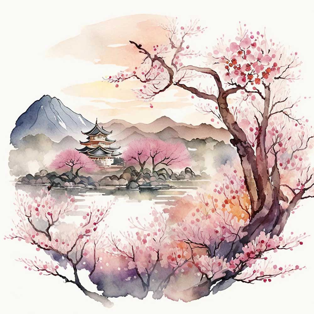Cherry Blossoms Landscape Print