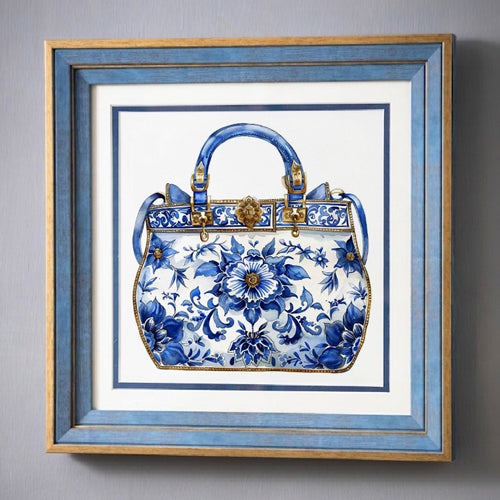 Blue & White Framed Wall art