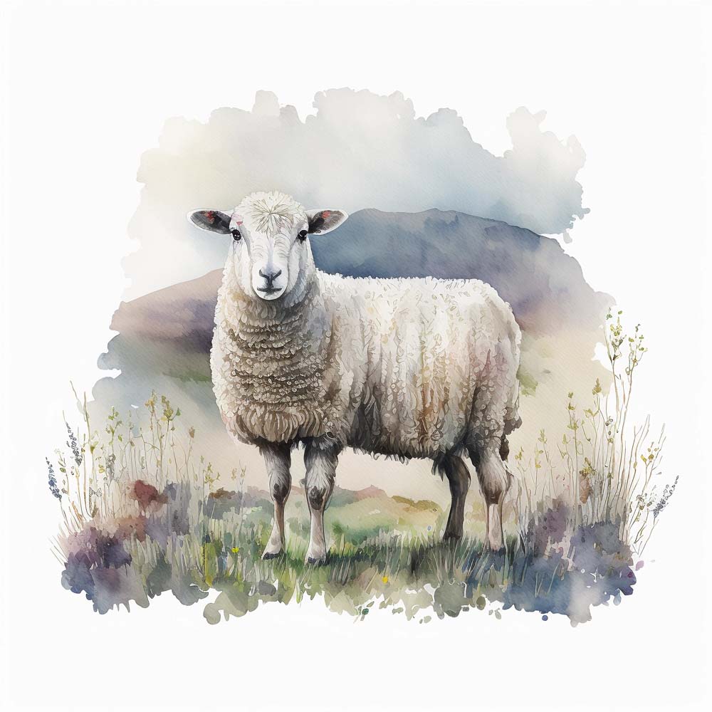 Water colour Sheep print