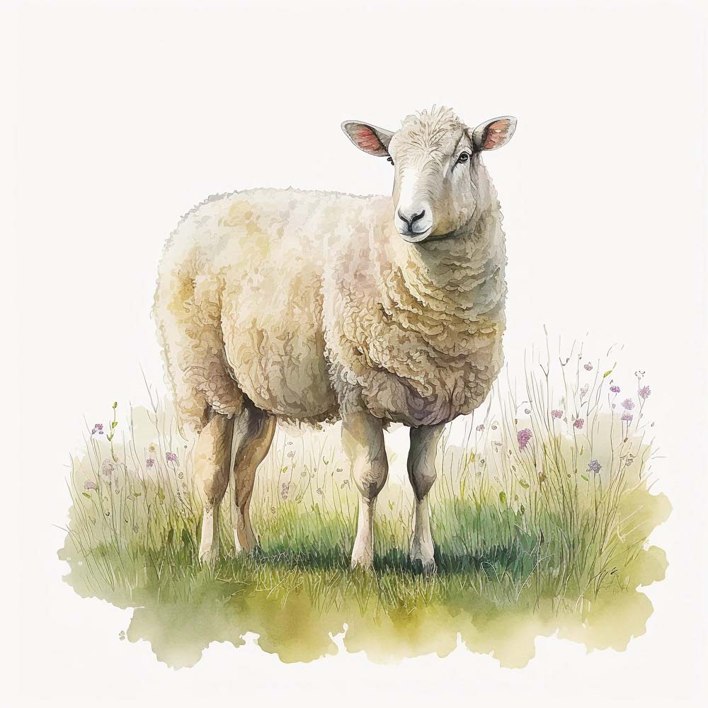 Water colour Sheep print