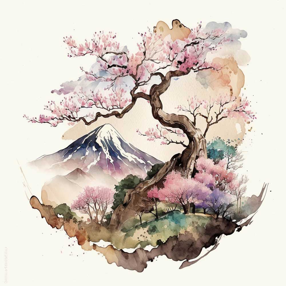 Cherry Blossoms Landscape Print