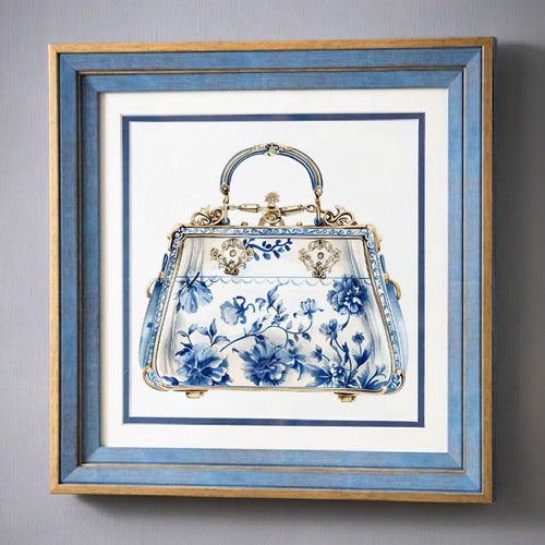Blue & White Framed Wall art