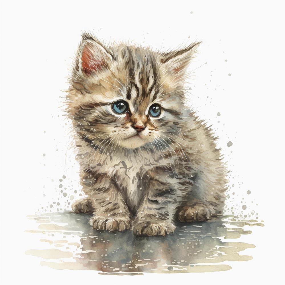 Watercolor Whiskers: A Delicate Portrait of a Cat