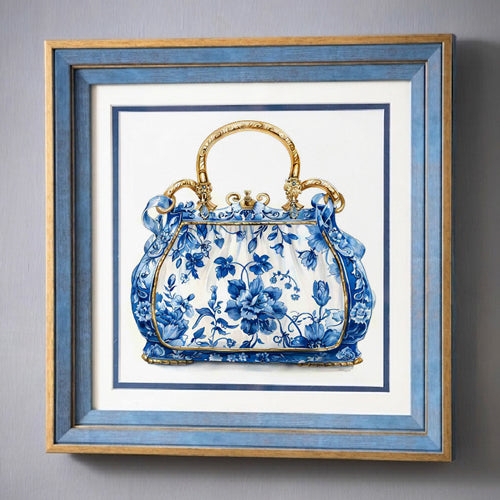 Blue & White Framed Wall art