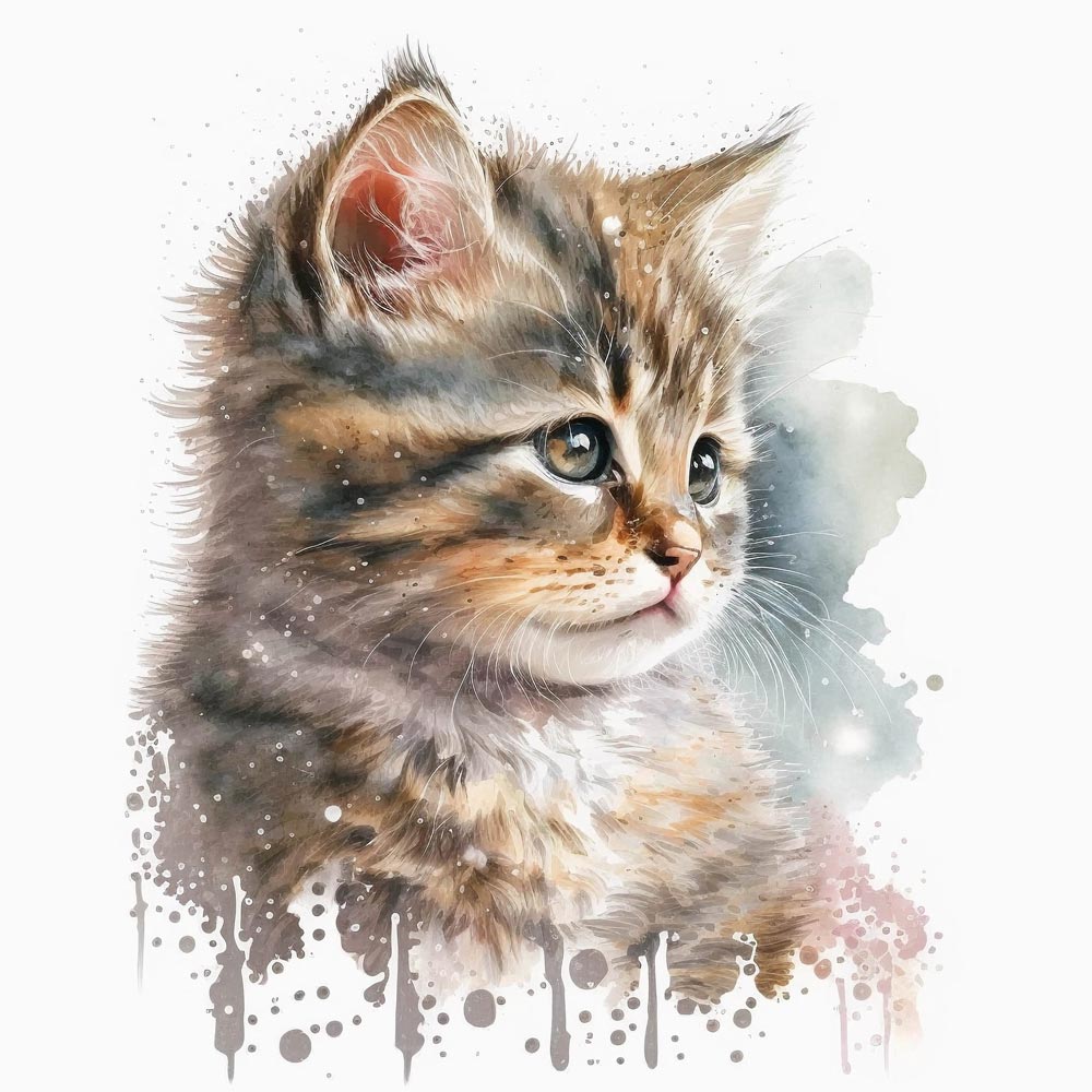 Watercolor Whiskers: A Delicate Portrait of a Cat