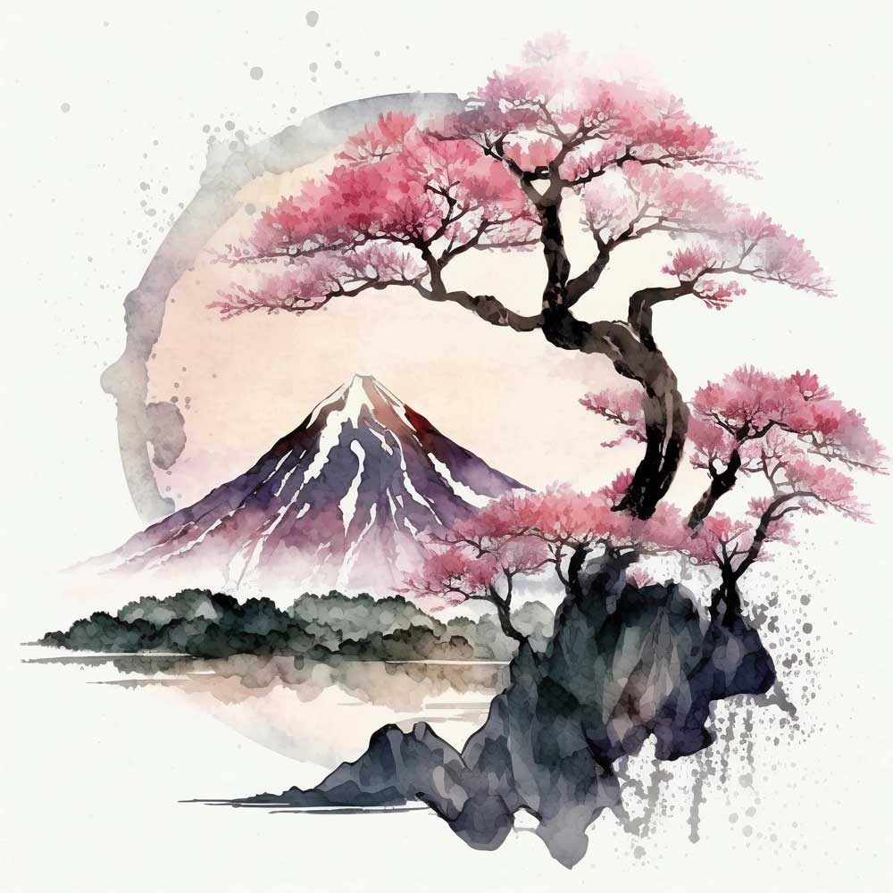 Cherry Blossoms Landscape Print