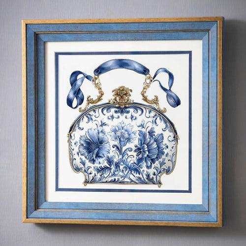 Blue & White Framed Wall art