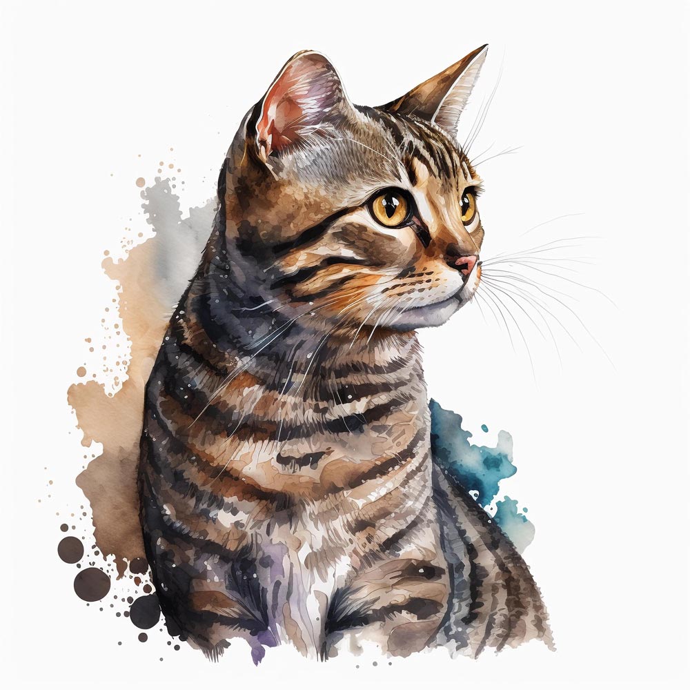 Watercolor Whiskers: A Delicate Portrait of a Cat