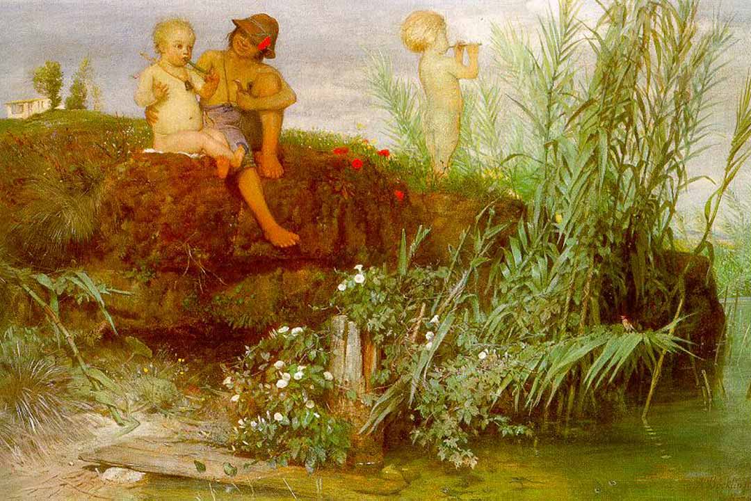 1865 Children Carving May Flutes