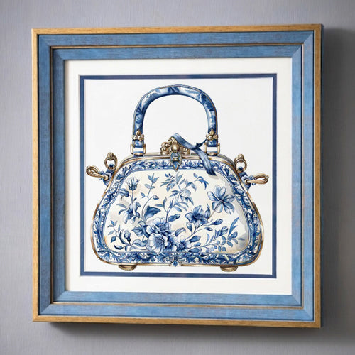 Blue & White Framed Wall art