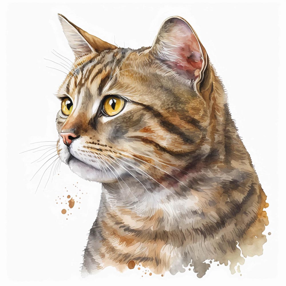Watercolor Whiskers: A Delicate Portrait of a Cat