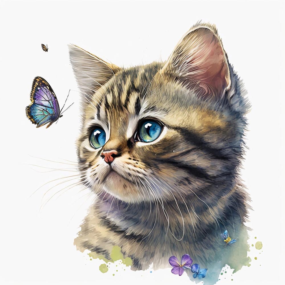 Watercolor Whiskers: A Delicate Portrait of a Cat