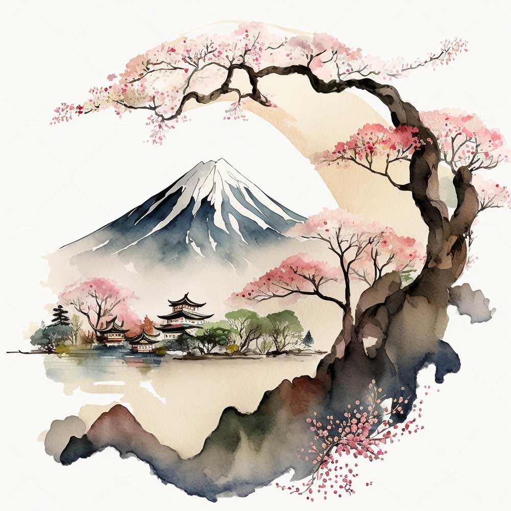 Cherry Blossoms Landscape Print