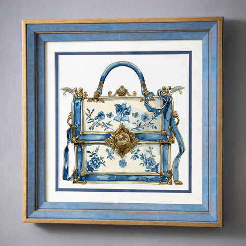 Blue & White Framed Wall art