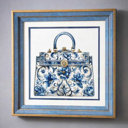 Blue & White Framed Wall art