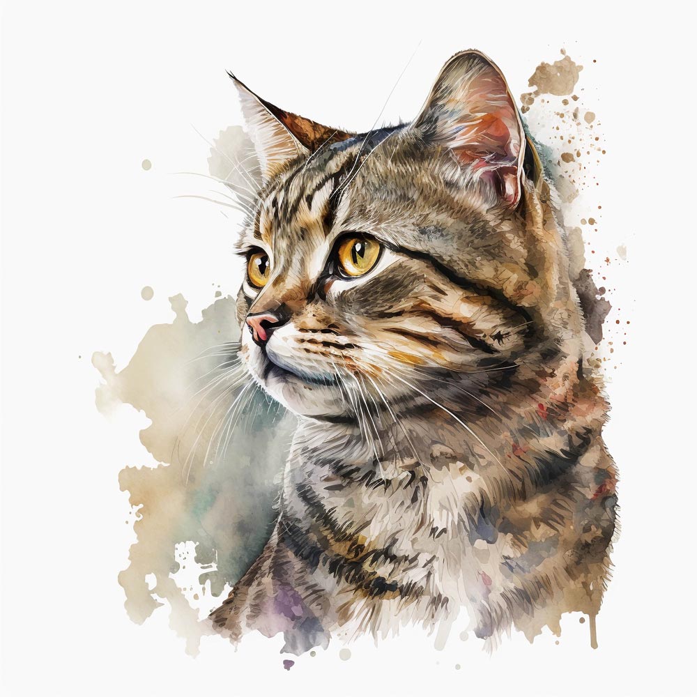 Watercolor Whiskers: A Delicate Portrait of a Cat