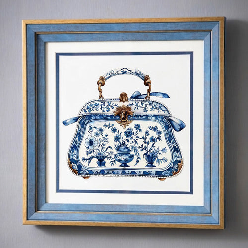 Blue & White Framed Wall art