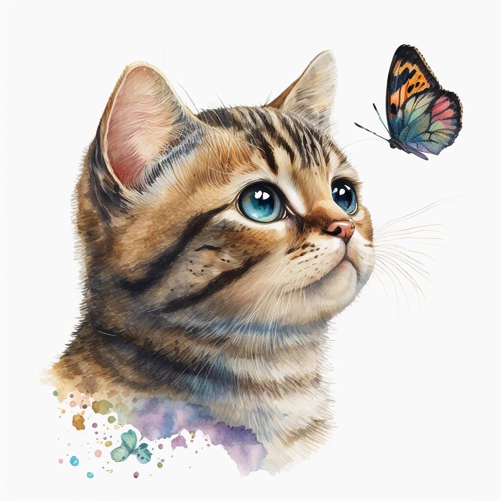 Watercolor Whiskers: A Delicate Portrait of a Cat