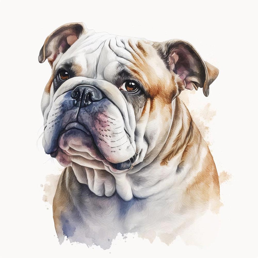 AquaBulldog Dreams: A Watercolor Tribute to Bulldog Charm