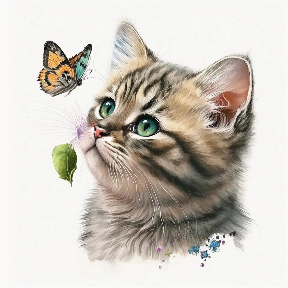Watercolor Whiskers: A Delicate Portrait of a Cat