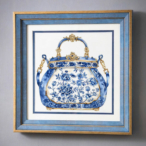 Blue & White Framed Wall art