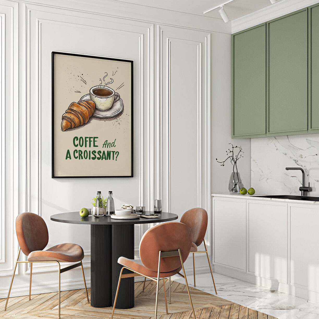 Coffe And A Croissant - Kitchen Art Print