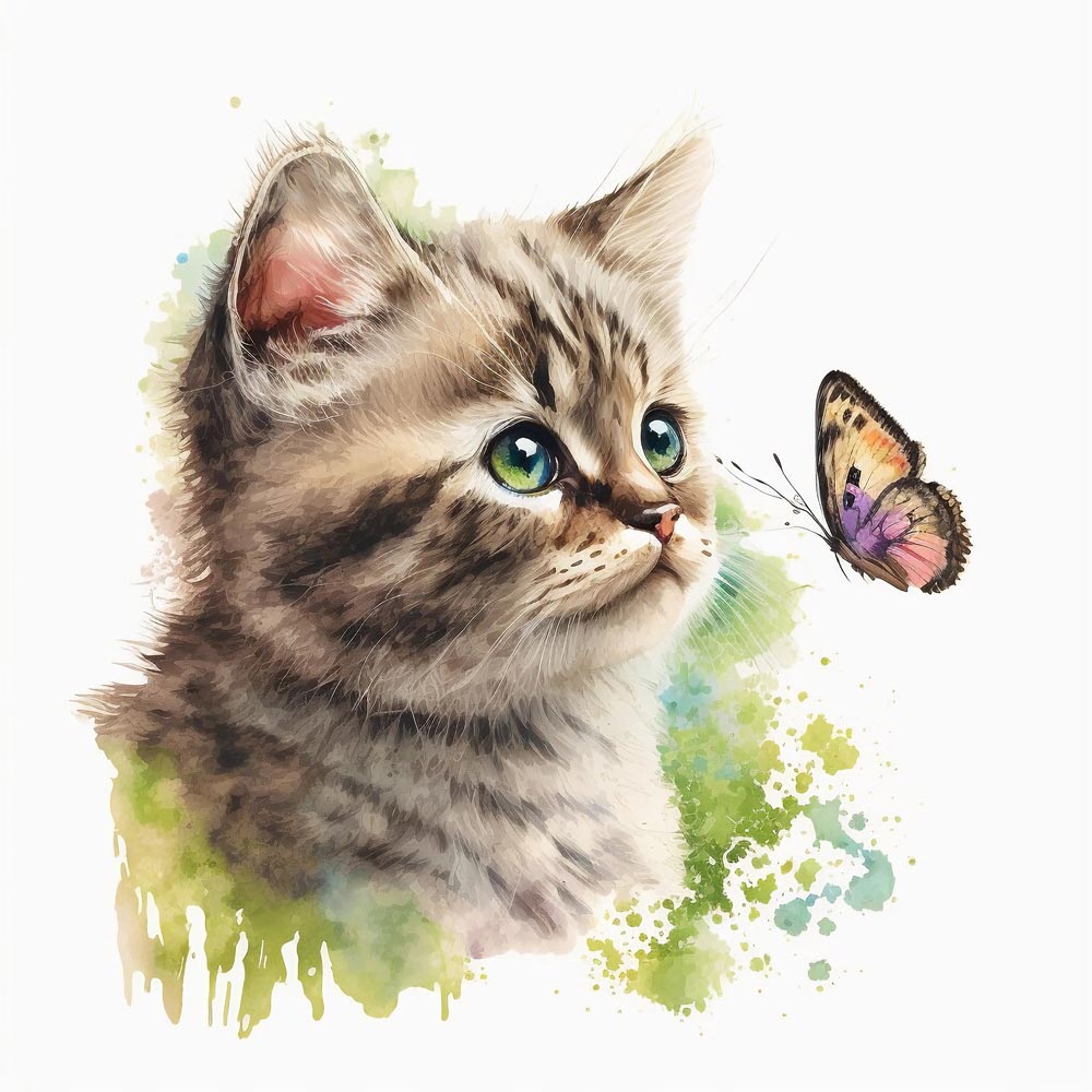 Watercolor Whiskers: A Delicate Portrait of a Cat