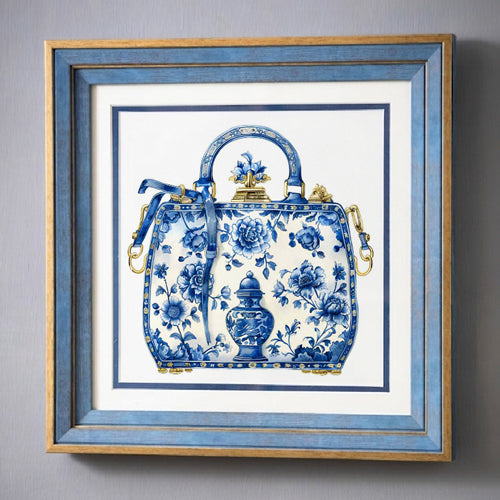 Blue & White Framed Wall art