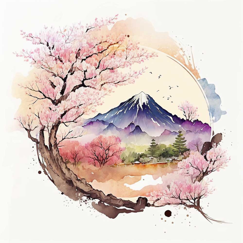 Cherry Blossoms Landscape Print