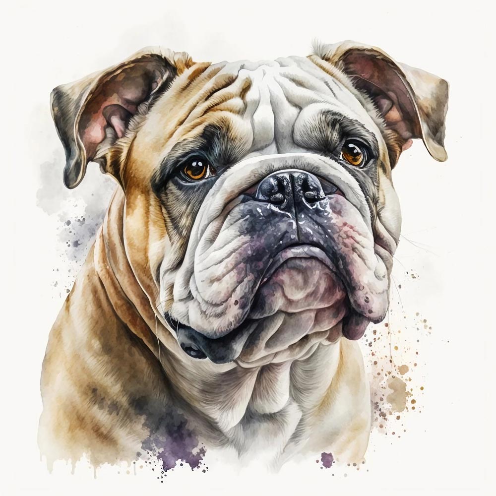 AquaBulldog Dreams: A Watercolor Tribute to Bulldog Charm