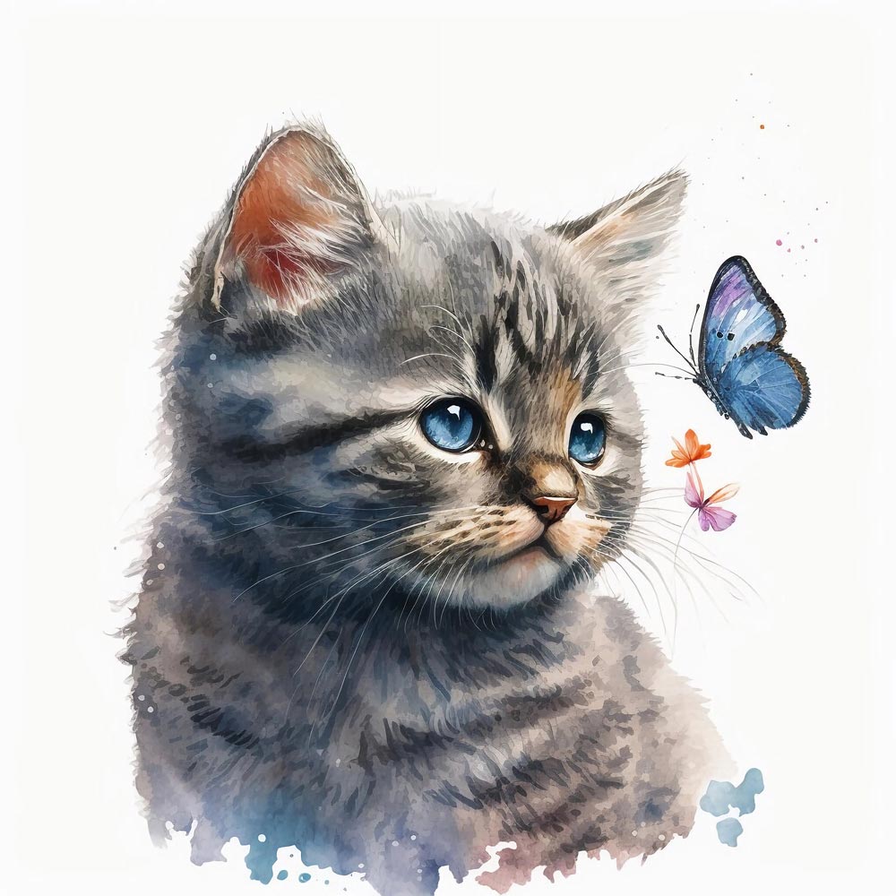 Watercolor Whiskers: A Delicate Portrait of a Cat